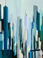 Downtown In Blue – original abstract cityscape painting by Gregory Lang